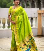 Green kanjivaram paithani saree