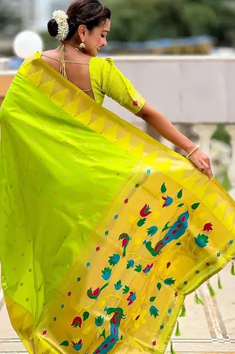 Green kanjivaram paithani saree