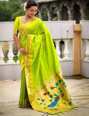 Green kanjivaram paithani saree 3