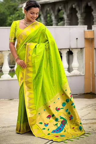 Green kanjivaram paithani saree