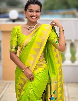 Green kanjivaram paithani saree 4