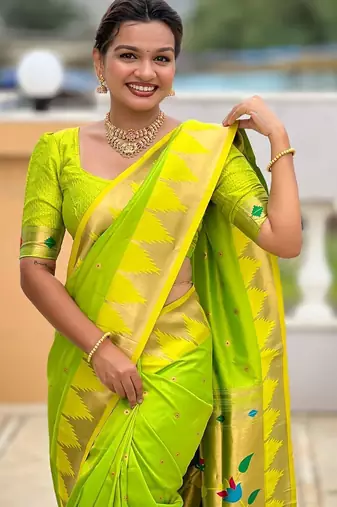 Green kanjivaram paithani saree