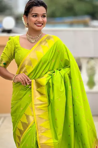 Green kanjivaram paithani saree