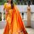 Orange women woven design zari paithni saree