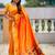 Orange women woven design zari paithni saree