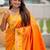 Orange women woven design zari paithni saree