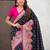 Black durga ethnic motifs woven design zari banarasi saree