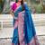 Blue ethnic motifs printed woven design border zari saree