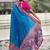 Blue ethnic motifs printed woven design border zari saree