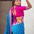 Blue ethnic motifs printed woven design border zari saree