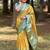 Yellow woven design zari silk blend kanjeevaram saree