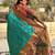 Sea green ethnic motifs silk blend paithani saree