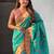 Sea green ethnic motifs silk blend paithani saree