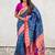 Blue ethnic motifs silk blend paithani saree
