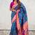 Blue ethnic motifs silk blend paithani saree