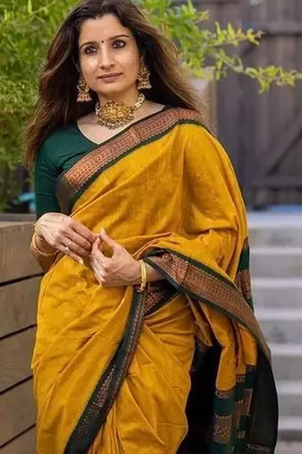 Mustard floral designer saree