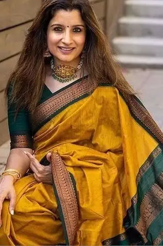 Mustard floral designer saree