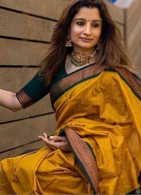 Mustard floral designer saree 4
