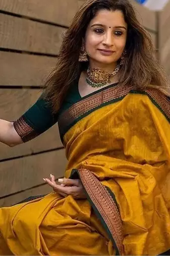 Mustard floral designer saree