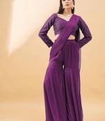 Purple ready to wear palazzo saree