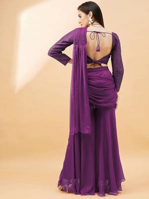 Purple ready to wear palazzo saree 3
