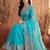 Turquoise embroidered organza saree