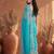 Turquoise embroidered organza saree