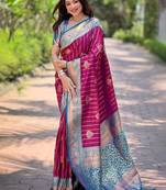 Pink woven design zari kanjeevaram saree