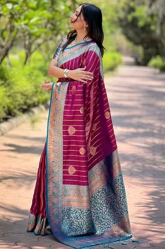 Pink woven design zari kanjeevaram saree