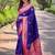 Blue ethnic motif woven design zari kanjeevaram saree