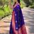 Blue ethnic motif woven design zari kanjeevaram saree