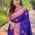 Blue ethnic motif woven design zari kanjeevaram saree