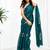 Green floral embroidered  chiffon designer saree