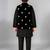 Boys black cotton blend kurta trouser set with velvet floral elephant embroidered waistcoat