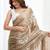 Beige floral embroidered  chiffon designer saree