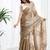 Beige floral embroidered  chiffon designer saree
