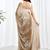 Beige floral embroidered  chiffon designer saree