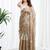 Beige floral embroidered  chiffon designer saree