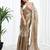 Beige floral embroidered  chiffon designer saree