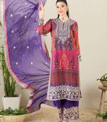 Women's faux georgette fabric zari embroidery kurtaset with dupatta