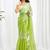 Green women embellished embroidered  chiffon designer saree