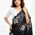 Black floral embroidered  chiffon saree
