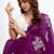 Purple floral embroidered  chiffon saree