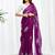 Purple floral embroidered  chiffon saree