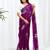 Purple floral embroidered  chiffon saree