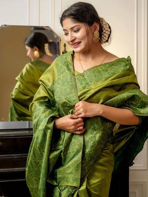 Olive woven design zari bhagalpuri saree 1