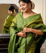 Olive woven design zari bhagalpuri saree