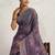Purple floral printed sequinned tissue saree