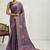 Purple floral printed sequinned tissue saree