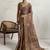 Brown floral printed sequinned tissue kanjeevaram saree